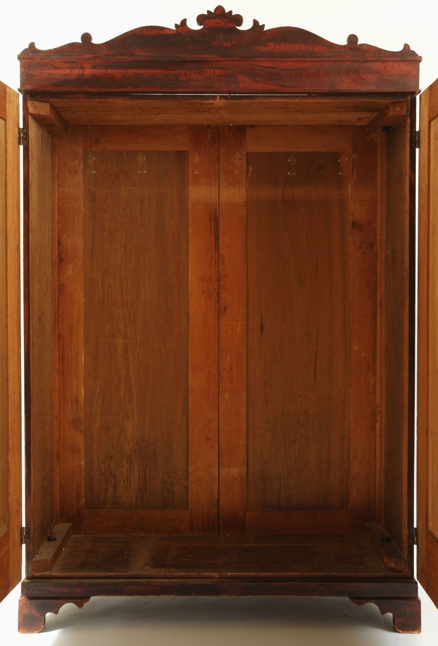 Lot 301: Grain painted wardrobe or Armoire, poss. Southern