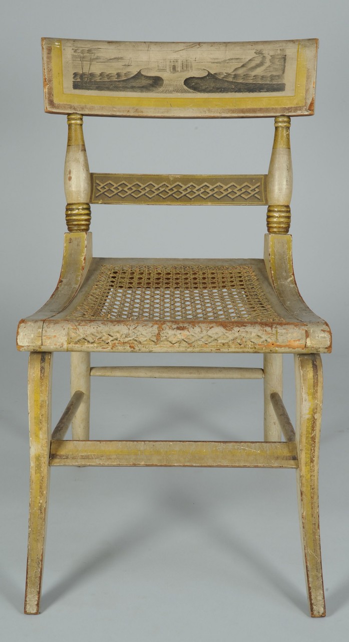 Lot 302: American Fancy Painted Chair with landscape scene