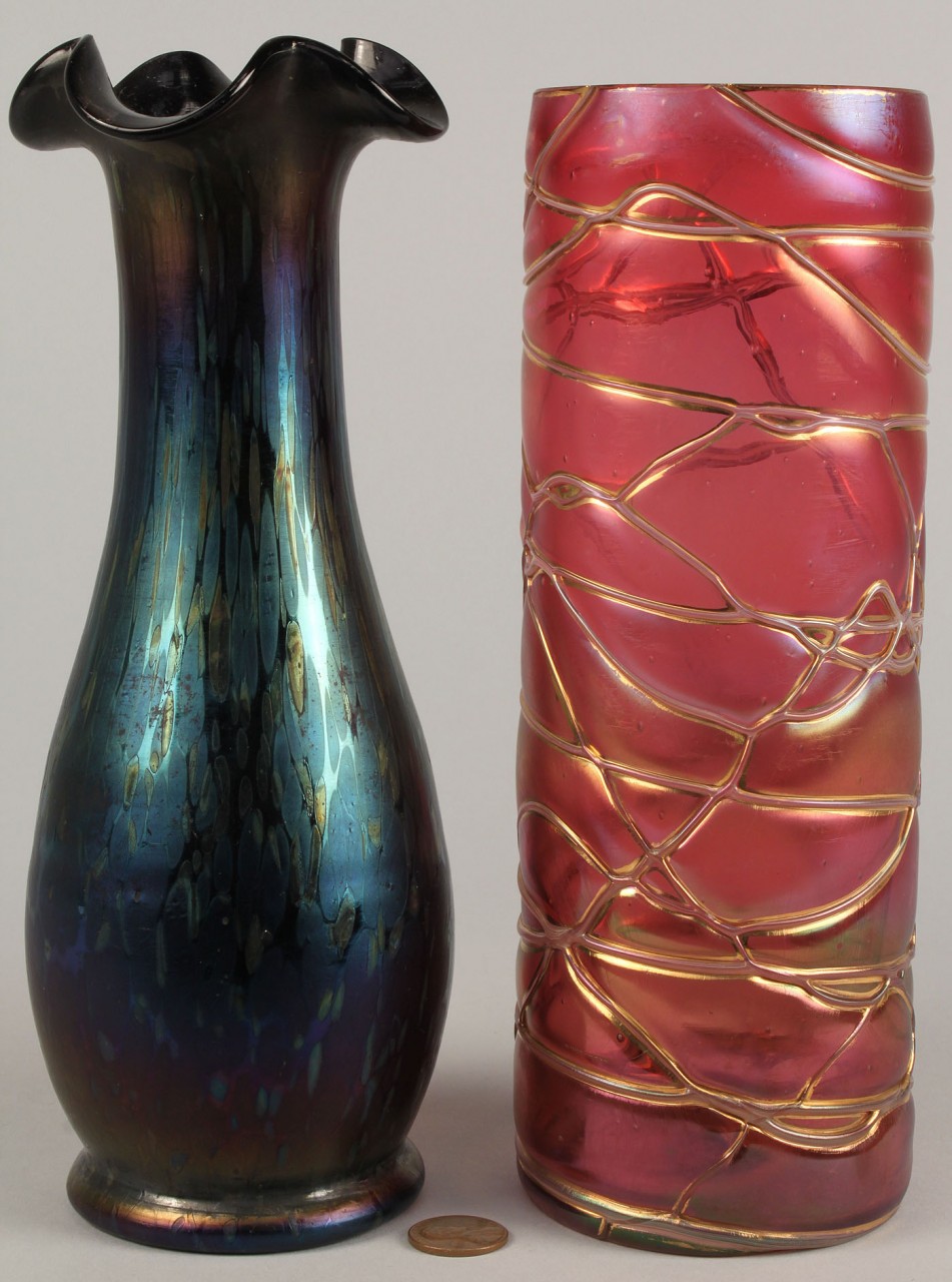 Lot 321: 2 Art Glass Vases, Loetz & Kralik