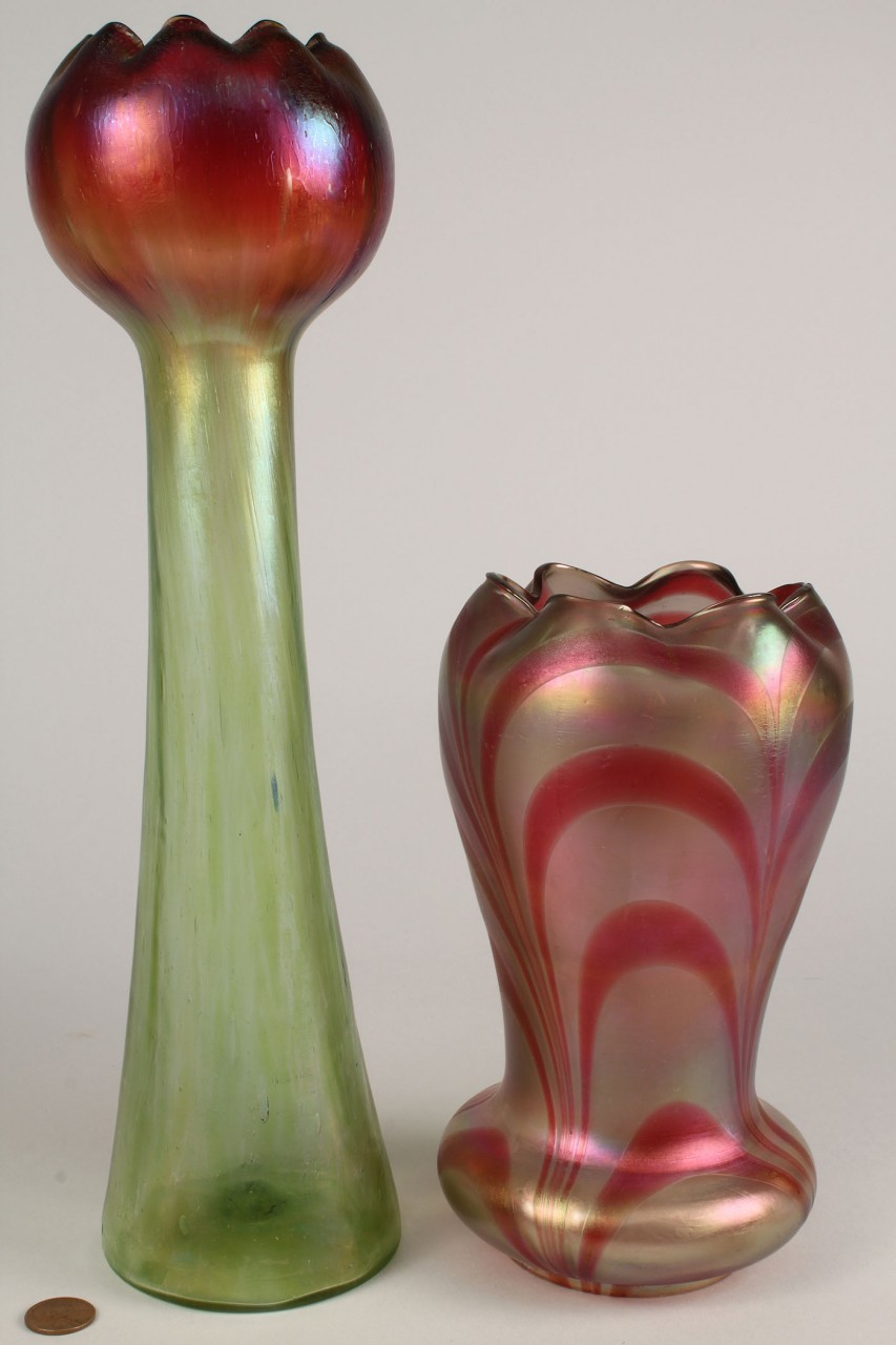 Lot 327: 3 Art Glass Items, Vase, Bowl & Lamp Shade