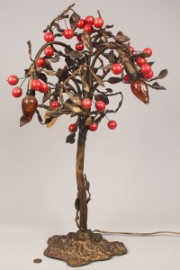 Lot 331: Bronze figural Cherry Tree Lamp