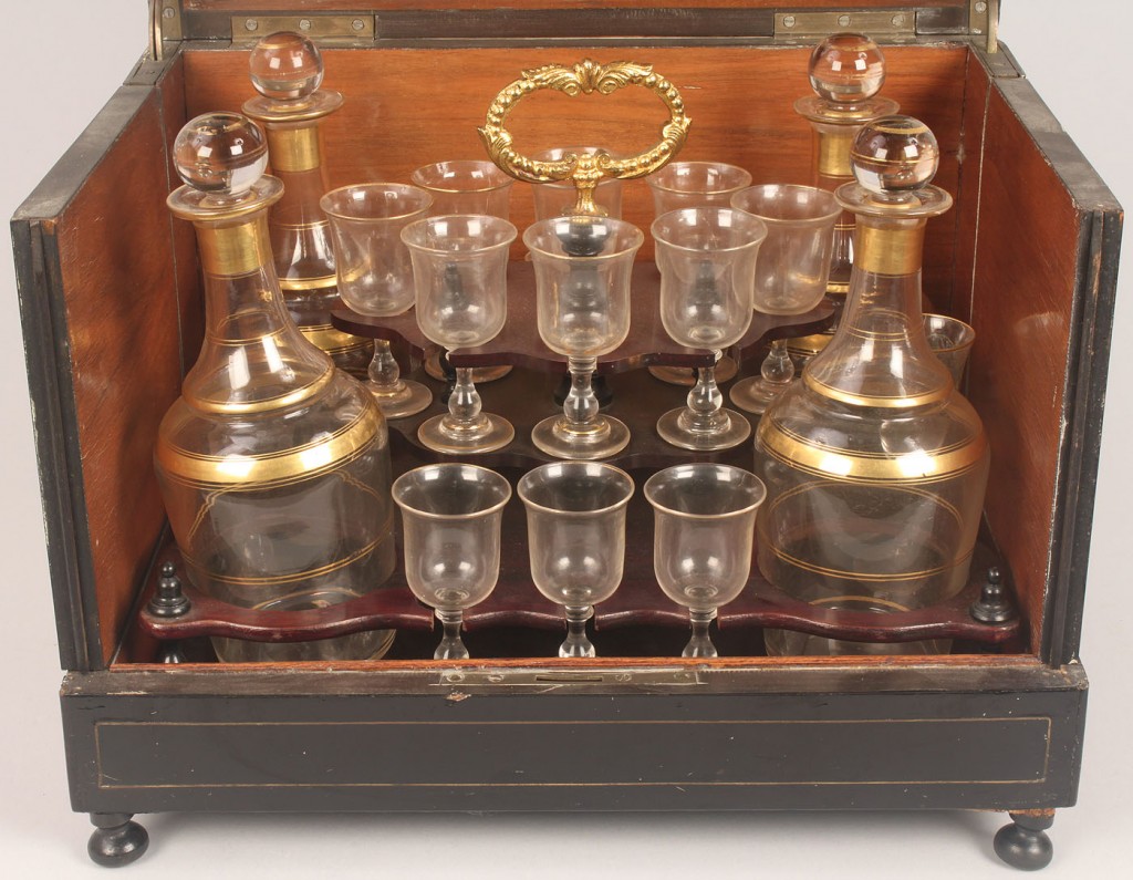 Lot 338: Tantalus or Portable Liqueur Cabinet, late 19th ce