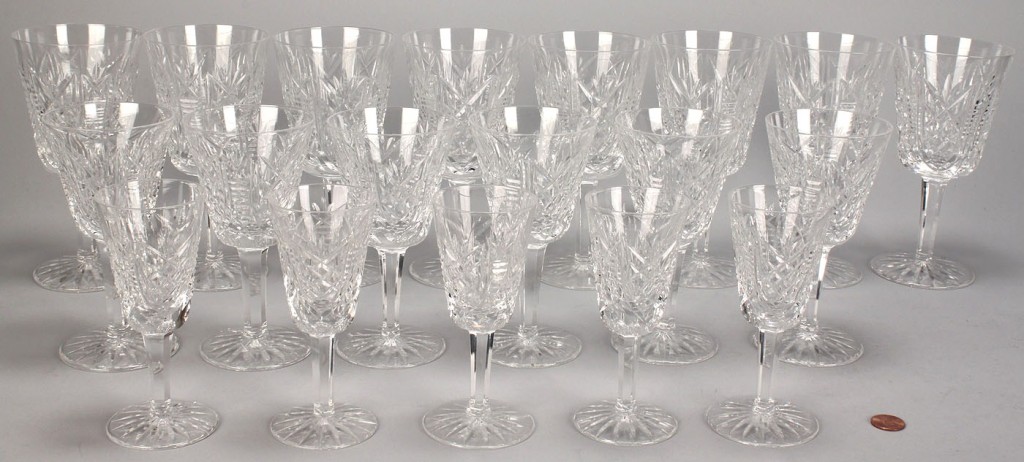 Lot 339: Waterford crystal stemware, Clare pattern, 19 pcs