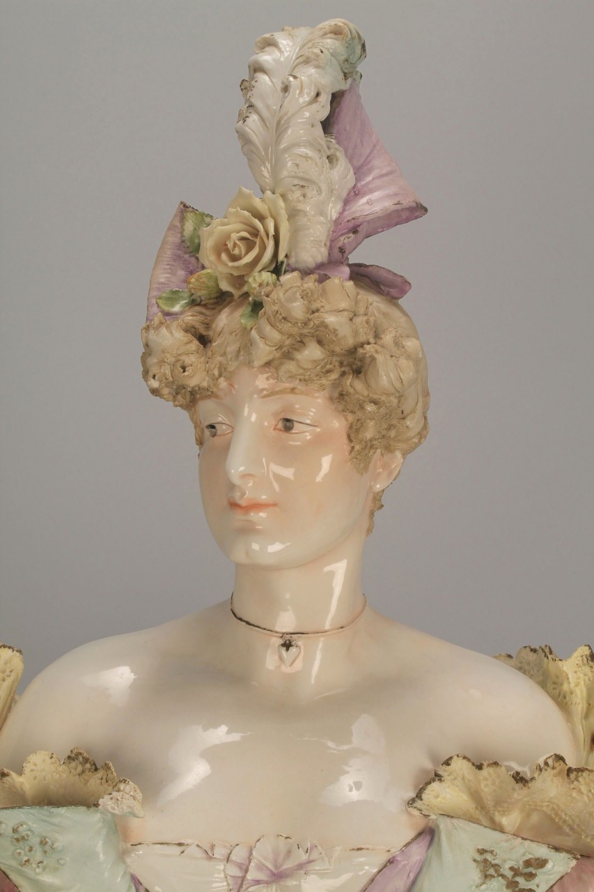 Lot 344: Ceramic Bust of an Edwardian Lady, 21" H, poss. Te