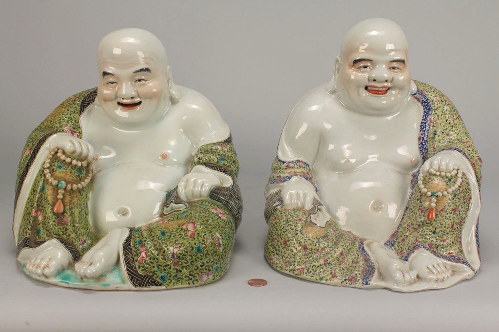 Lot 35: Two Chinese Famille Rose Porcelain Buddha Figures