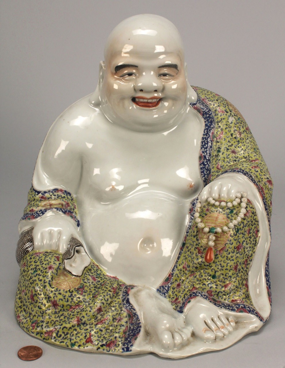 Lot 35: Two Chinese Famille Rose Porcelain Buddha Figures