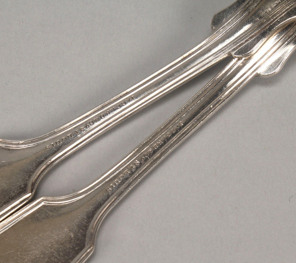 Lot 368: 4 Jaccard silver presentation forks, poss. agricul
