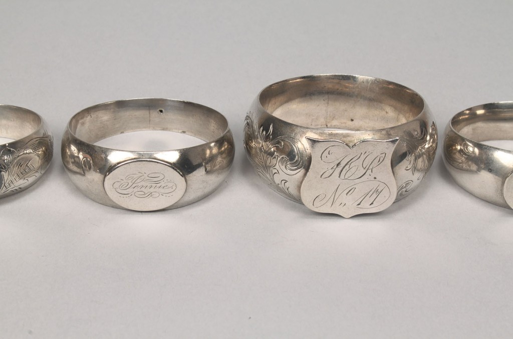 Lot 376: Collection of 7 napkin rings inc. Tiffany