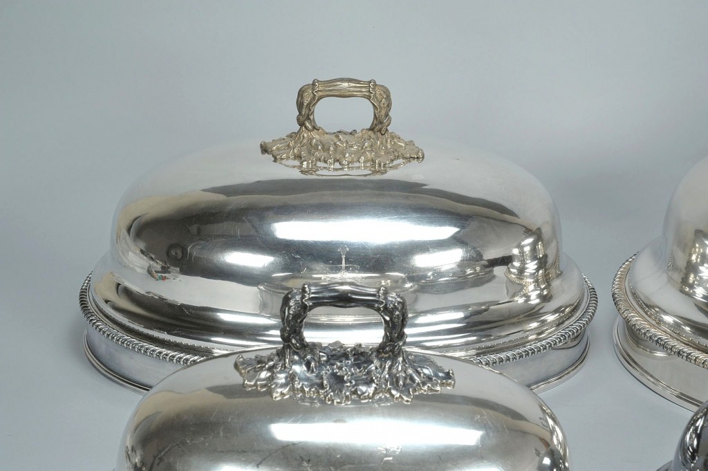 Lot 379: Set of four Old Sheffield meat cover domes