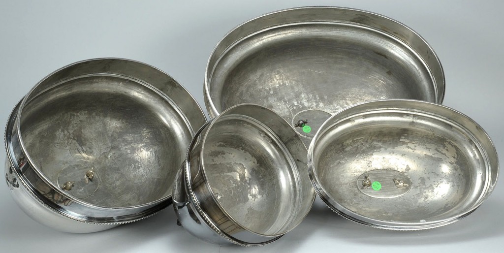 Lot 379: Set of four Old Sheffield meat cover domes