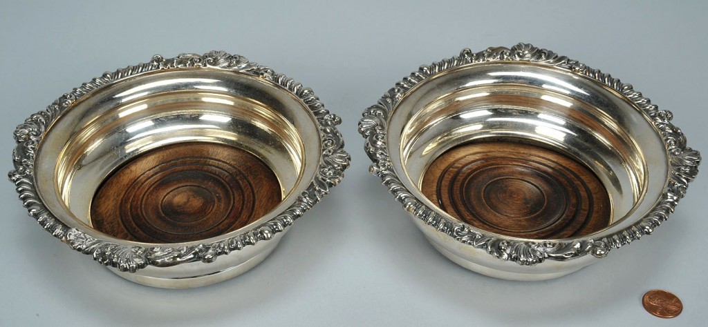 Lot 380: Pair  Old Sheffield wine coasters