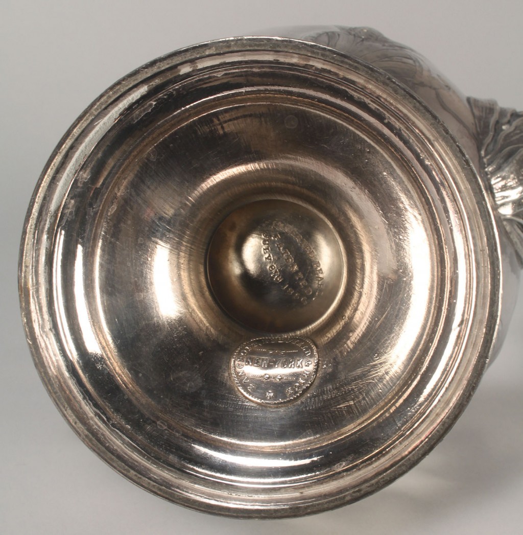Lot 382: Silverplated coffeepot, corn stalk design