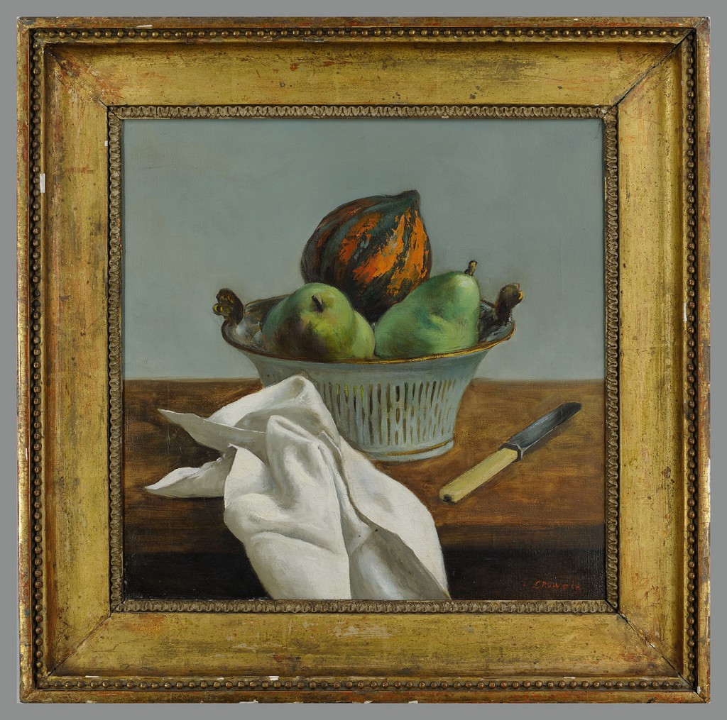 Lot 38: L. Crowell, Still life with Squash & Pears