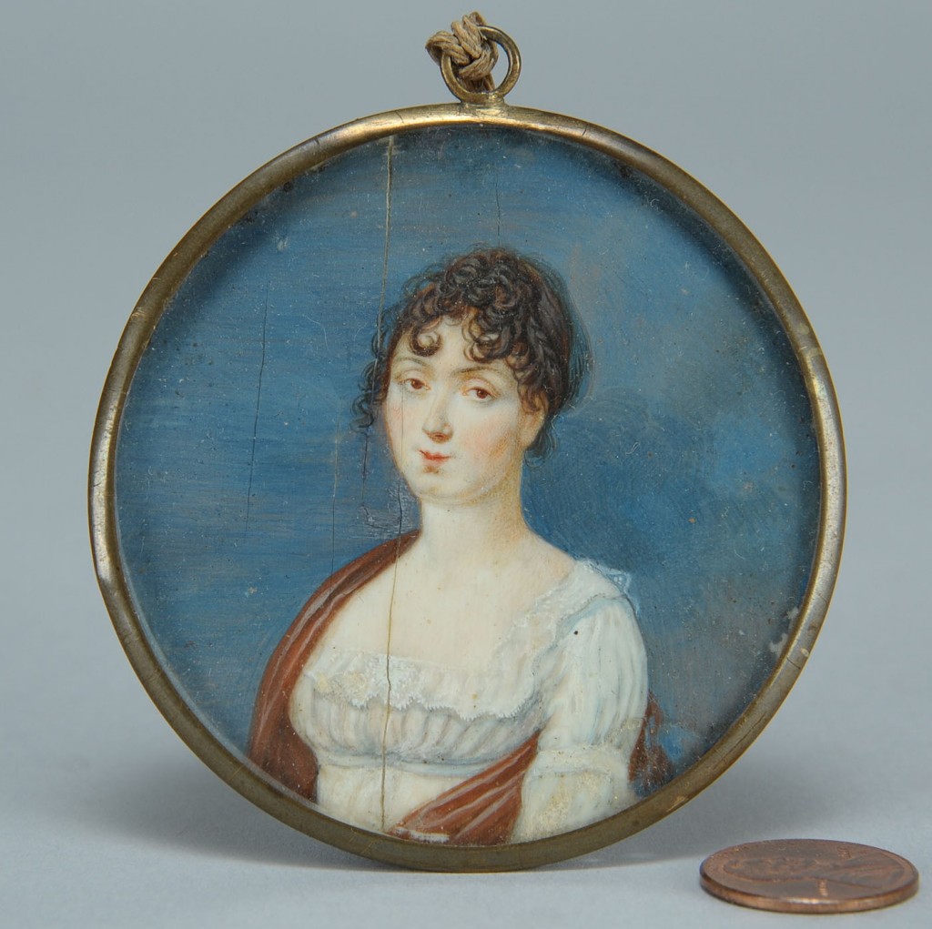 Lot 403: Two miniature portraits of ladies, early 19th c.