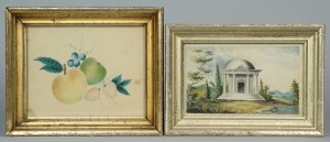 Lot 407: Watercolor of a Monument  and Fruit Theorem