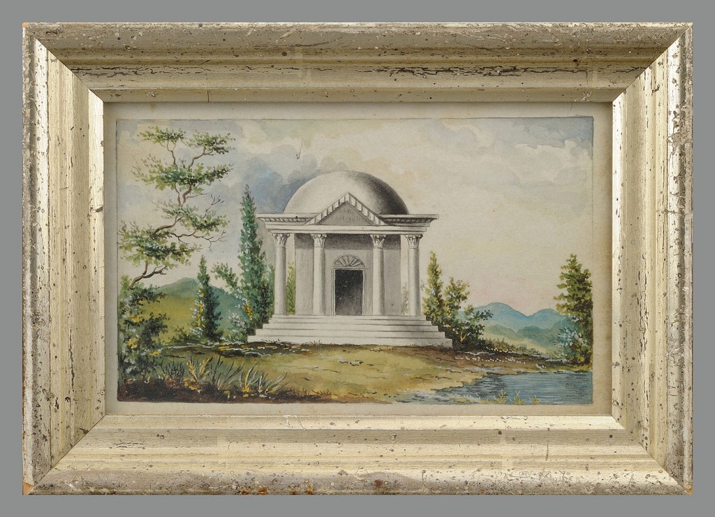 Lot 407: Watercolor of a Monument  and Fruit Theorem