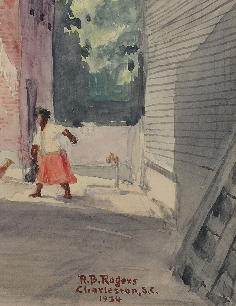 Lot 410: R.B. Rogers Watercolor, Charleston Scene