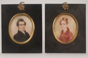 Lot 429: Two miniature on ivory portraits of William Miller