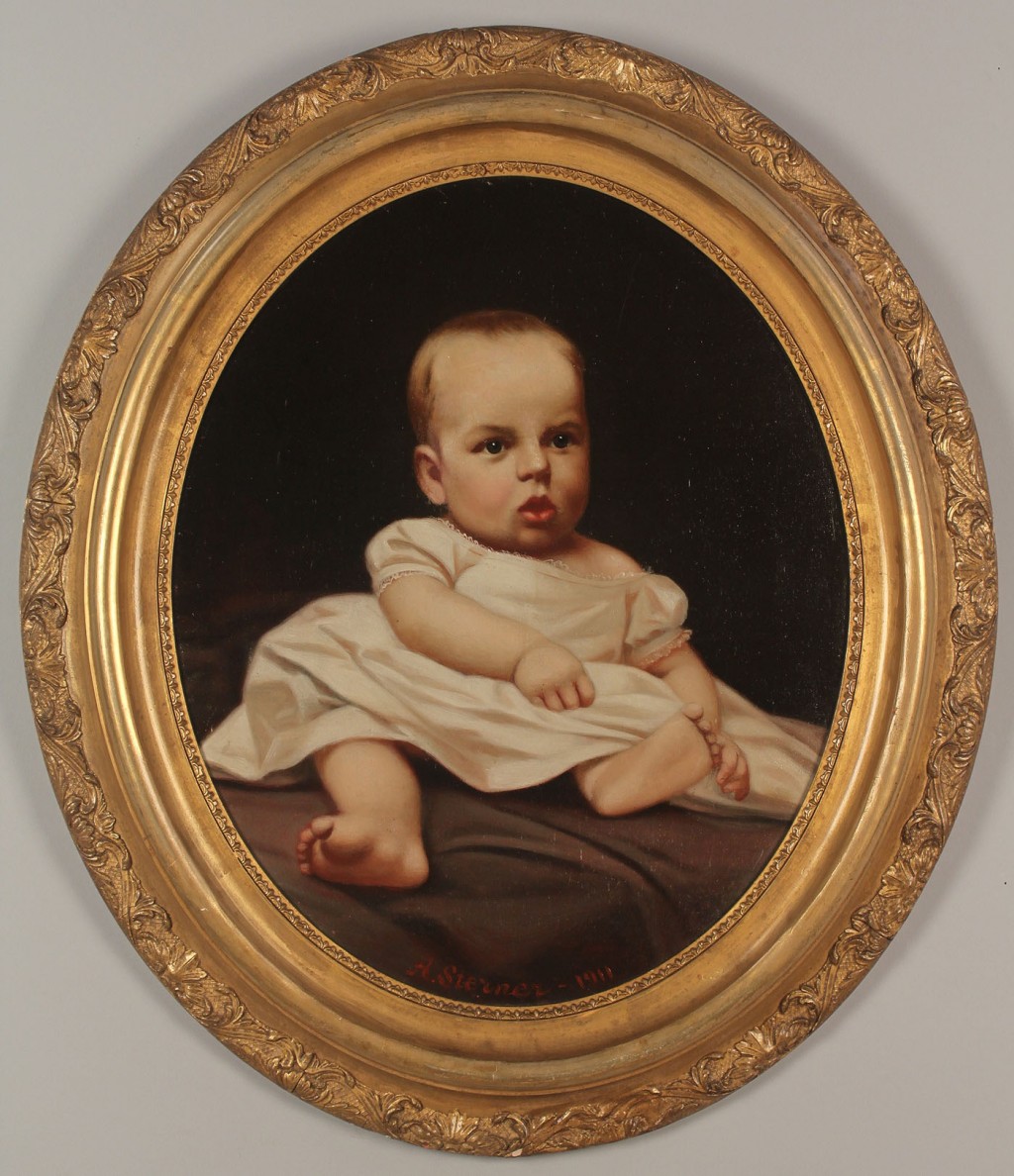 Lot 434: Albert Sterner oil on canvas, portrait of a child