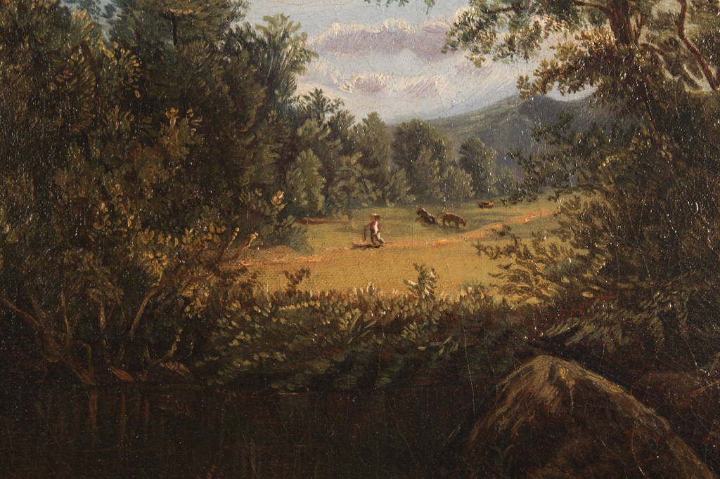 Lot 436: American Oil on Canvas Landscape with cows