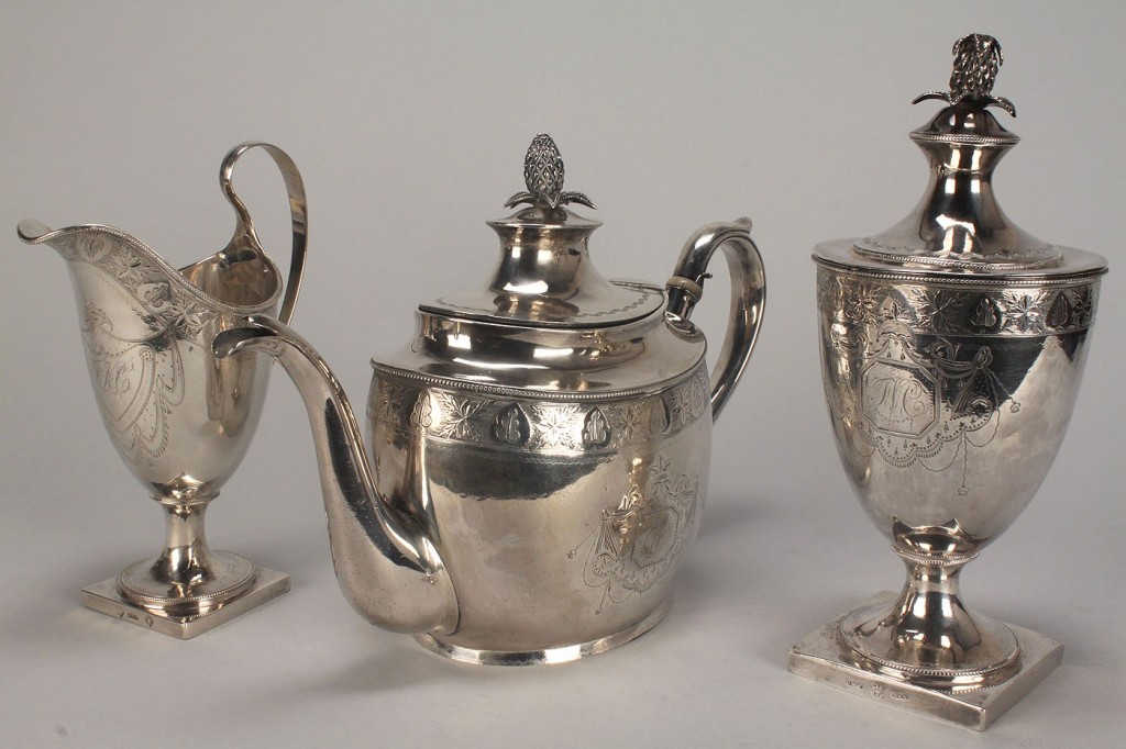 Lot 43: Assembled American Coin Silver Tea Set