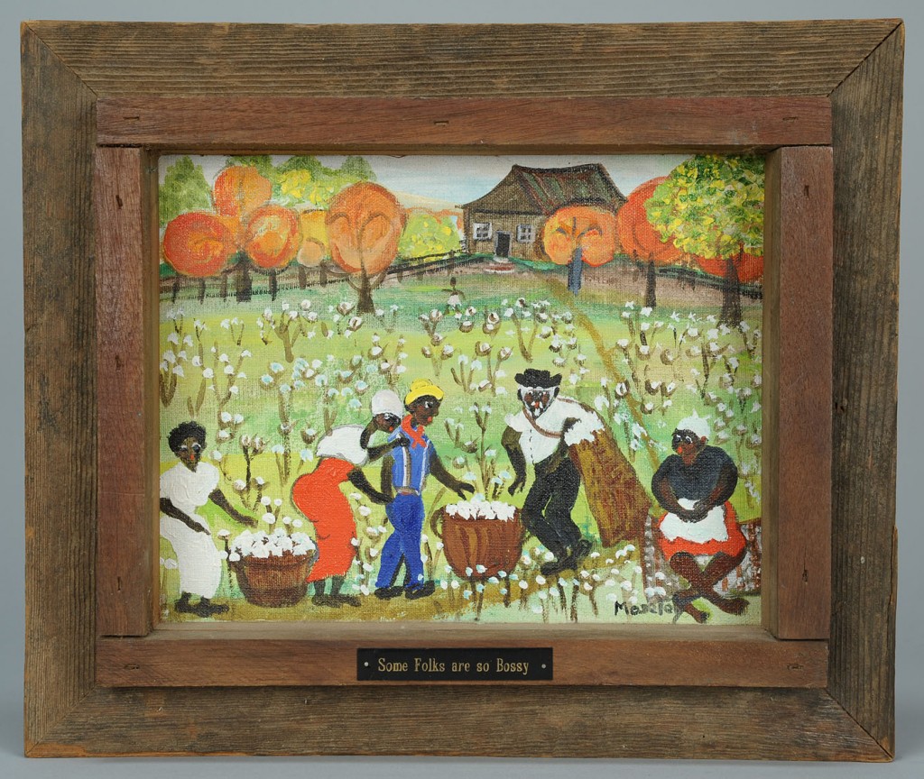 Lot 442: Alice Latimer Moseley painting, cotton pickers