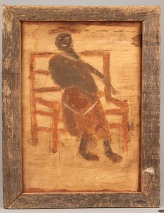 Lot 444: Jimmy Lee Sudduth painting, Woman in a Chair