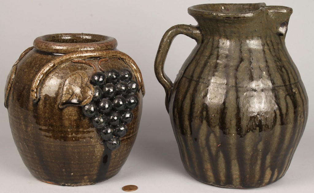 Lot 454: Edwin Meaders jar and Lanier Meaders pitcher