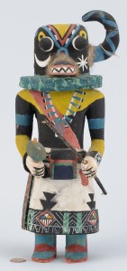 Lot 466: Hopi Painted & Carved Kachina Doll, signed James K