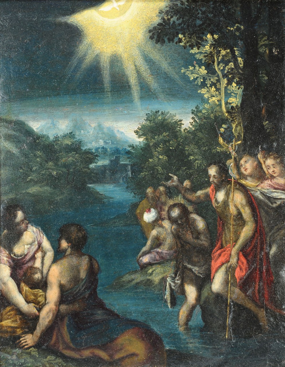 Lot 490: Italian Mannerist School, Baptism Of Christ, 17th
