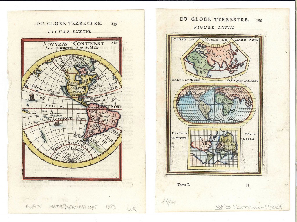 Lot 499: Four 17th-18th C. Maps: Desing, Manesson-Mallett