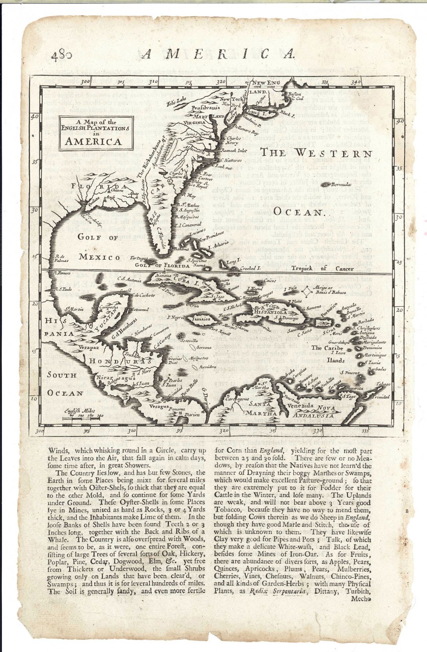 Lot 500: 2 17th-18th C Amer. Maps, H. Moll & Bellin