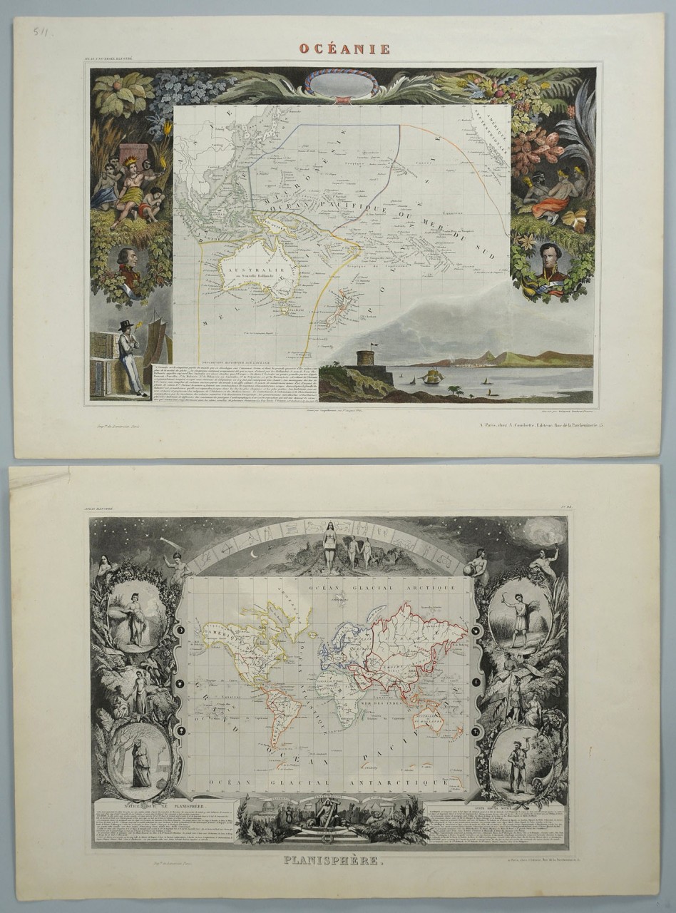 Lot 501: 2 Levasseur maps, Western U.S. and Pacific, 19th c