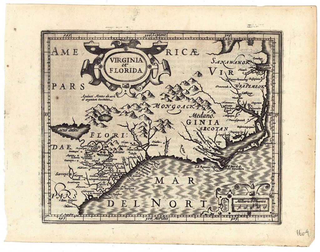 Lot 502: G. Mercator map of Virginia and Florida