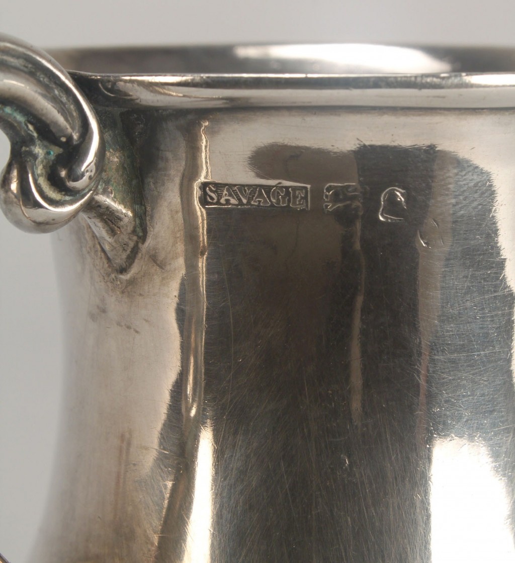 Lot 50: Coin silver cup, marked Savage