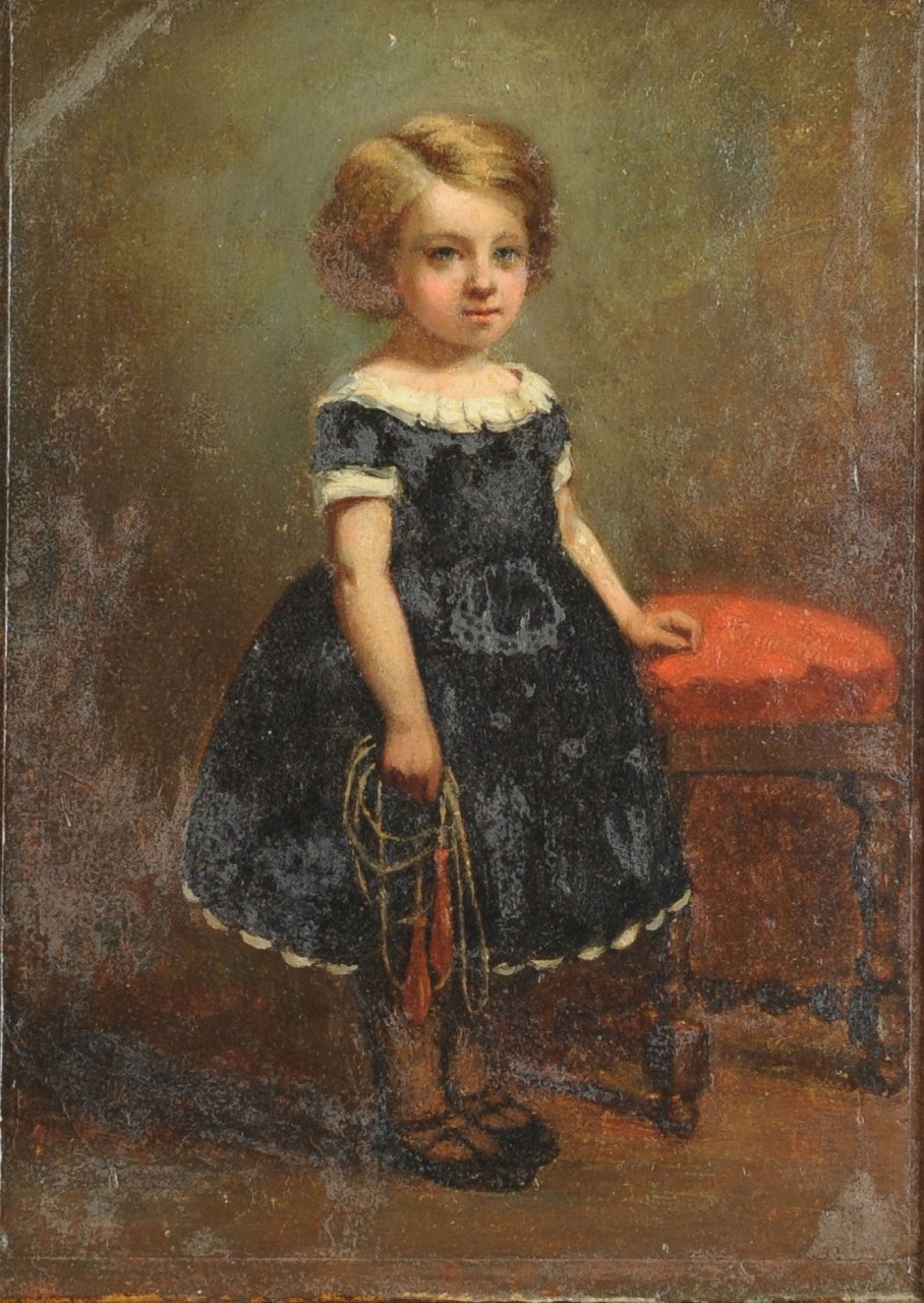 Lot 521: Ernest Hebert, Portrait of a girl with jump rope