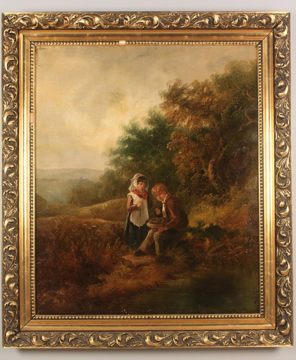 Lot 522: British School, oil on canvas, children with hat o