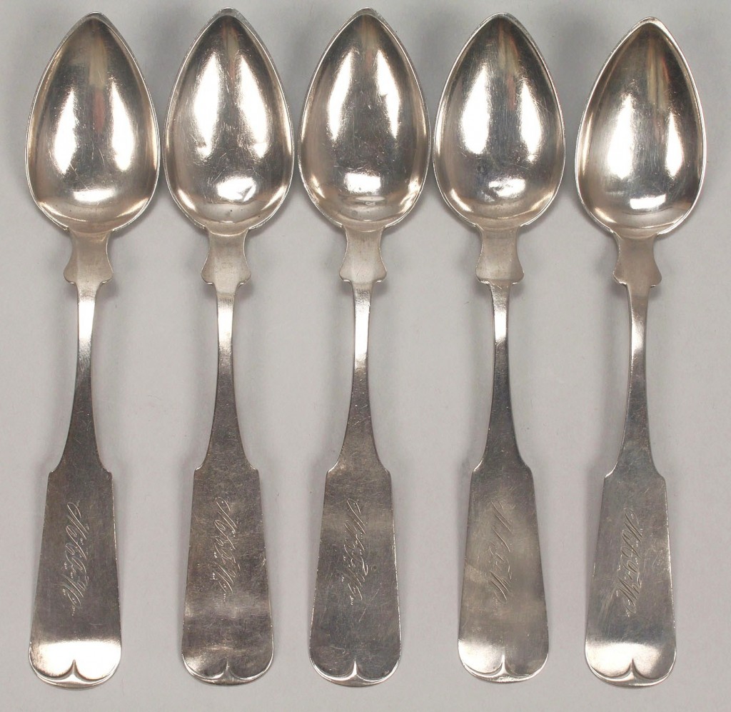 Lot 53: 5 TN Coin Silver Spoons, G W Donigan
