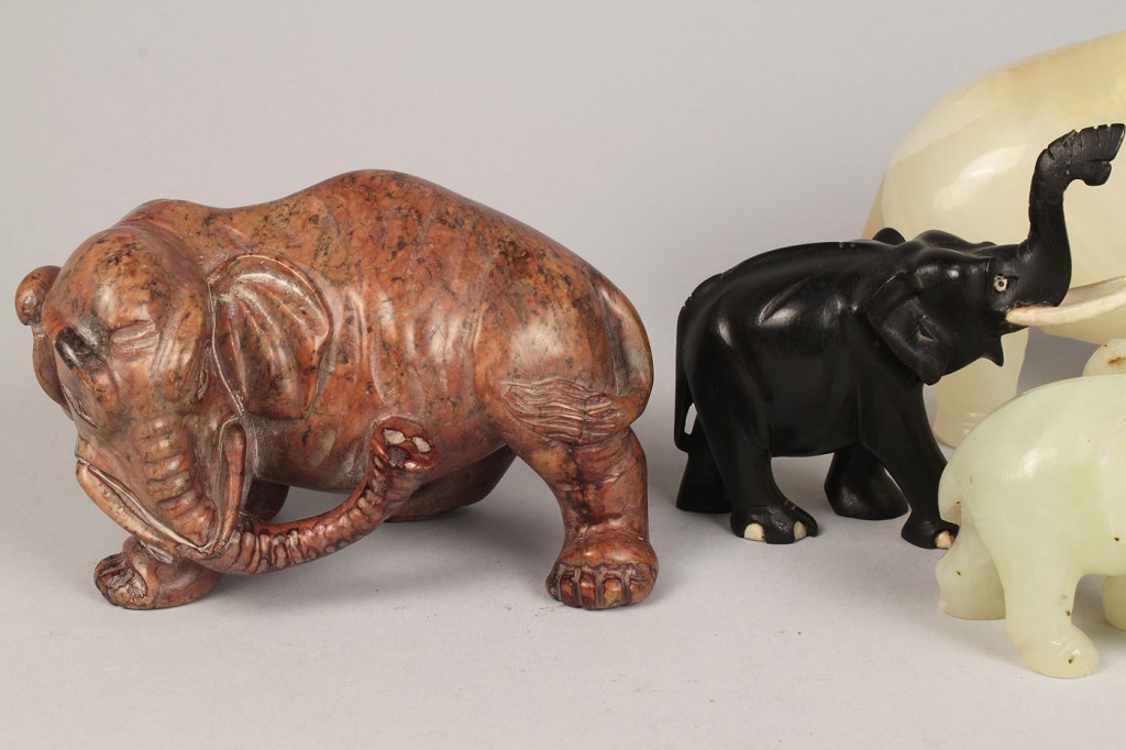 Lot 545: Grouping of 8 Chinese Carved Elephants