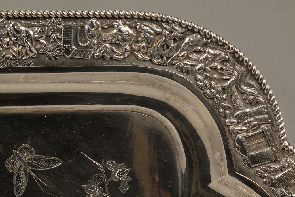 Lot 555: Chinese Export Silver Presentation Tray