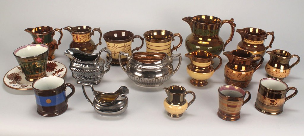 Lot 579: Assorted Grouping of English Copper Luster, 18 pcs