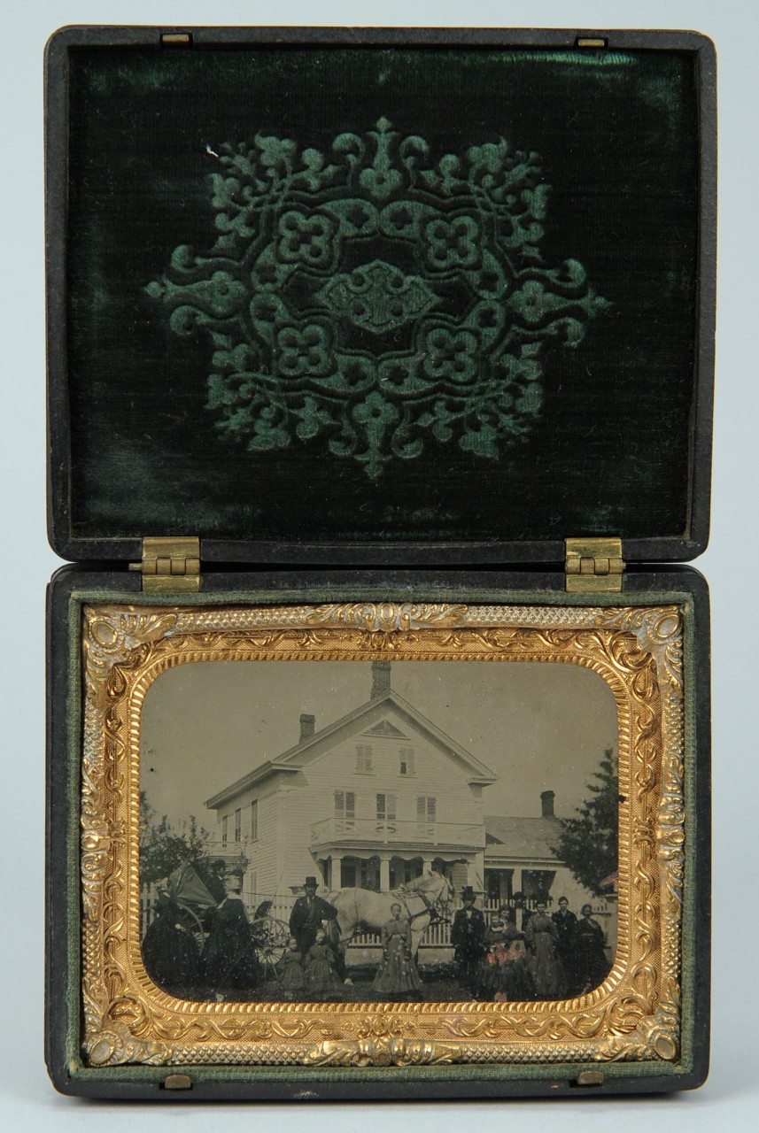Lot 585: Tintype of 19th c. house and carriage