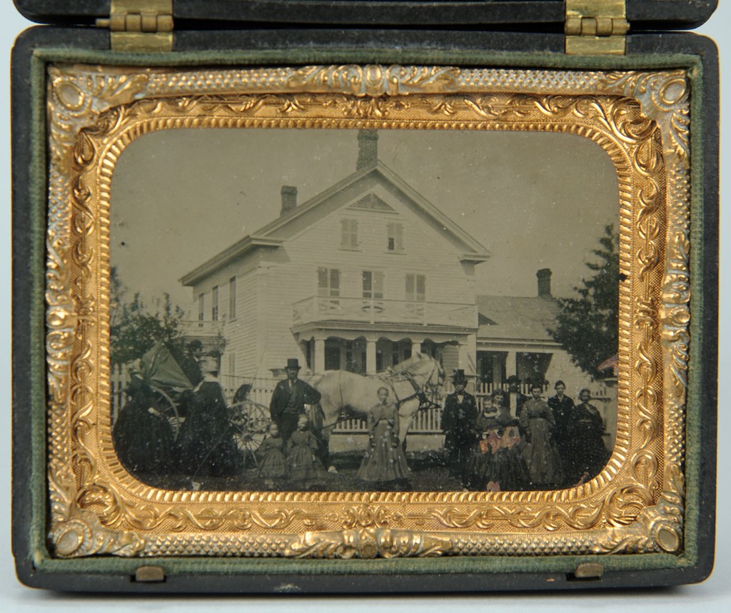 Lot 585: Tintype of 19th c. house and carriage