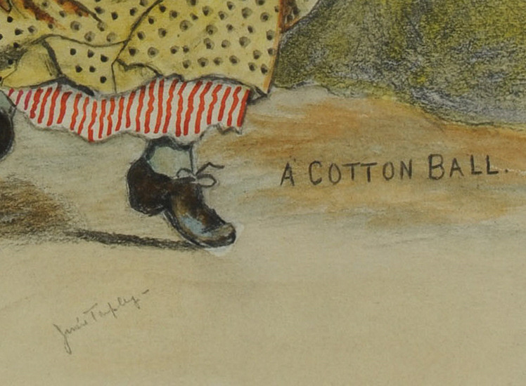 Lot 592: African American watercolor, "Cotton Ball"