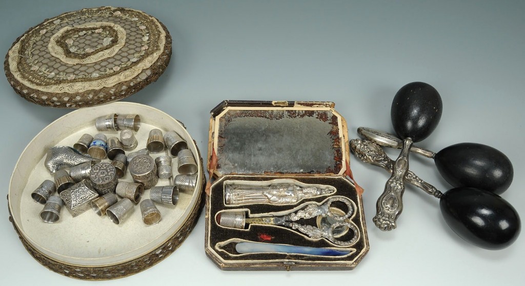Lot 606: Etui case and 30 assorted silver sewing notions