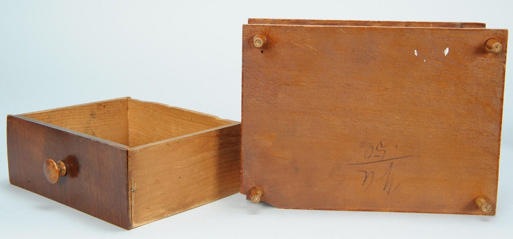 Lot 609: Shaker sewing box & wooden implements