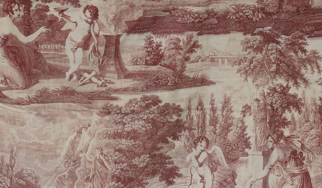 Lot 615: Set of 18th c. Toile Bed Hangings or Valances