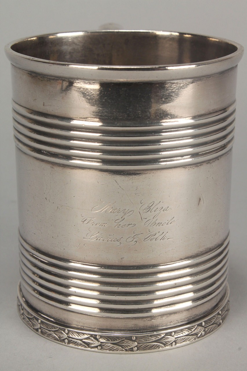 Lot 61: Coin Silver Cup, engraved Polk