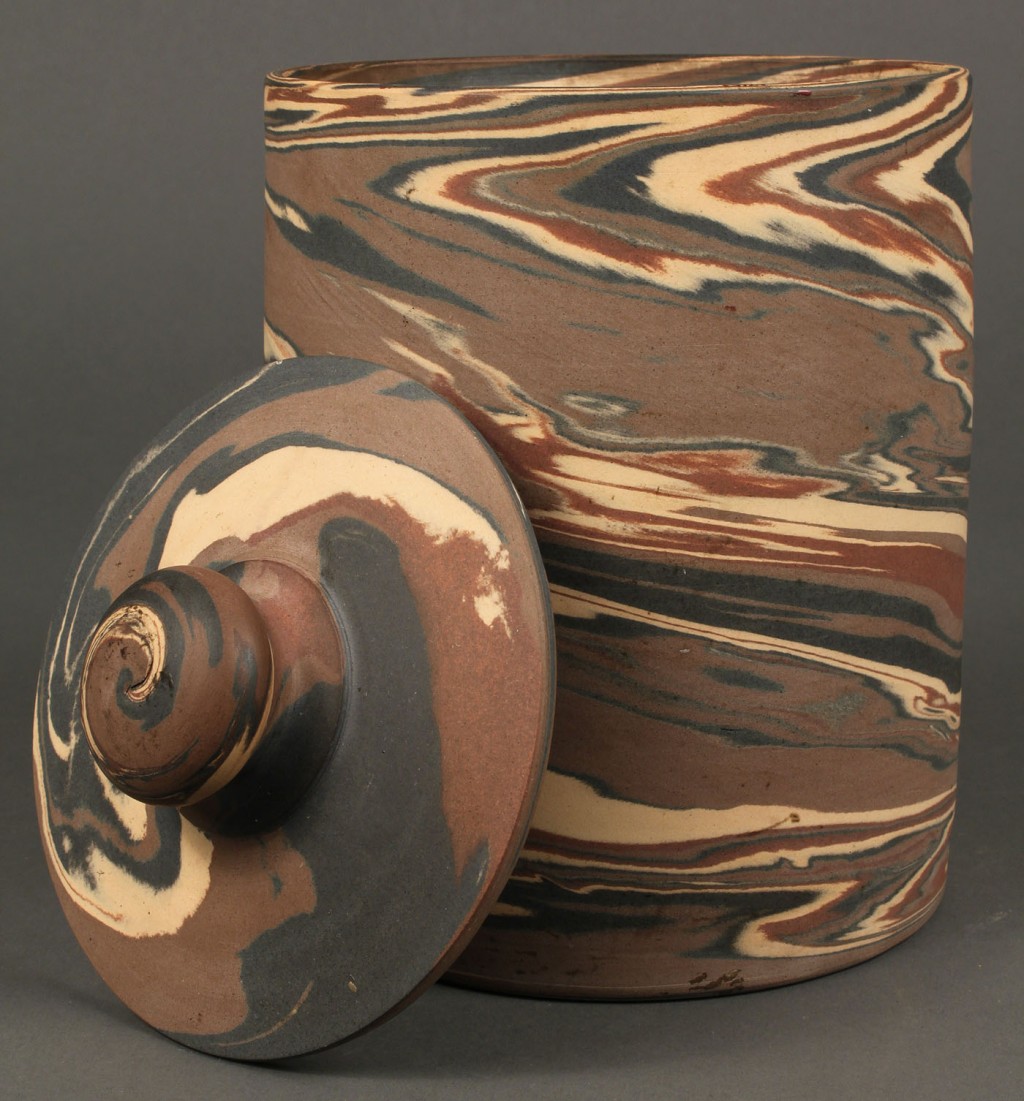 Lot 629: Niloak Mission Ware Art Pottery Lidded Cannister