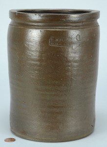 Lot 638: Virginia Stoneware Pottery Jar, E W Mort